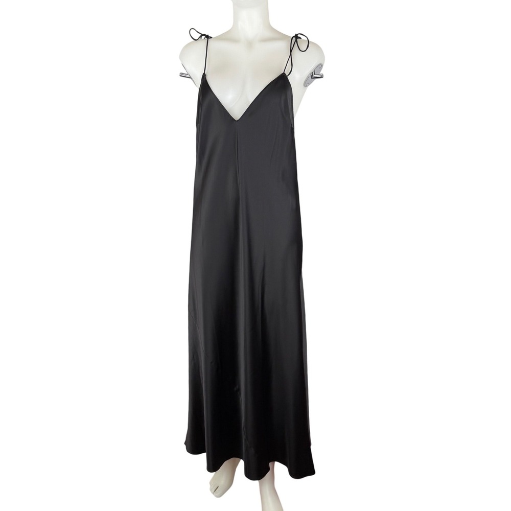 Victorias Secret Black Satin Bias Open Back Maxi Slip Dress XL NWT 2019